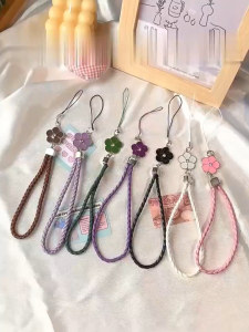 MD-C1308 Gantungan Hp Tali Anyaman Motif Bunga Sparkling Flower Phone Strap Serbaguna / Tali Lanyard