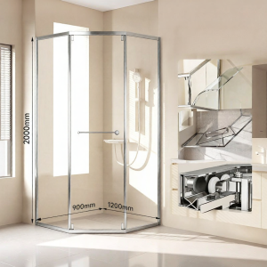 SSWW | Narrow Diamond-shaped Shower Room for Small Space Wet and Dry Separation