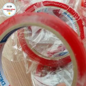 Cuộn băng keo nano 2 mặt siêu dính màu đỏ dài 3m