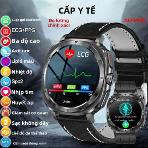 Đồng Hồ Thông Minh ECG+PPG 2025 Dành Cho Nam Theo Dõi Nhịp Tim Huyết Áp & Axit Uric Chức Năng Gọi Điện Theo Dõi Oxy Máu Phân Tích Sức Khỏe