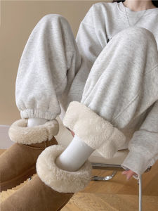 Thickened Fleece Lined Sports Pants Womens Winter High Waist Cotton Blend Commute Style Pocket Detail Harlan Pants