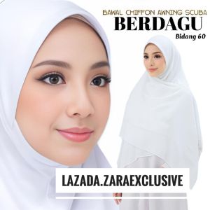 [ Berdagu ] Bidang 60 Tudung Bawal Instant Chiffon Awning Scuba Berdagu / bawal instant awning scuba dagu bidang 60