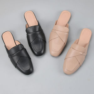 Womens Flat Bottom Slip-On Slippers Comfortable Low Heel Casual Versatile Outdoor Wear Head Cover Slippers Youth Size