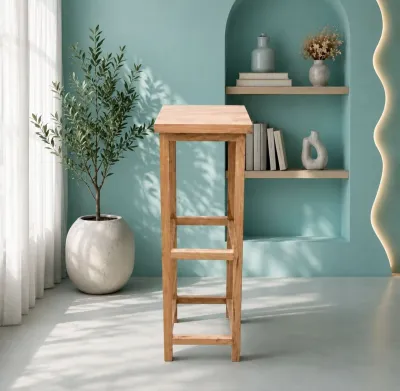 Kursi Bar Kayu Tinggi Kursi Cafe Natural Kursi Estetik Serbaguna