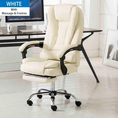 LUVHOME Office Computer Chair Ergonomic Massage Chair Leather Boss Chair Adjustable Height Swivel Chair With Footstool