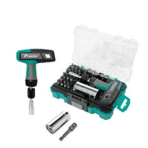 Pro’sKit | ProsKit 25-in-1 T-Handle Ratchet Universal Socket Screwdriver Set Versatile Socket Home Tool Set for Garage Mechanics