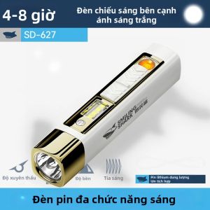Đèn Pin Mini LED Smiing Shark SD627 Có Thể Sạc Lại Với Đèn COB Bên Hông & Bật Lửa Khẩn Cấp Chống Nước Cho Cắm Trại Ngoài Trời
