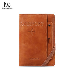 LouisWill กระเป๋าสตางค์แฟชั่นเคสบัตร RFID กระเป๋าสตางค์ PU นิ่มใส่ซองพาสปอร์ตกระเป๋าสตางค์ธุรกิจที่ใส่บัตรหลายช่องสำหรับผู้ชายผู้หญิงสีทึบผู้ที่ใส่บัตรเครดิตกระเป๋าเดินทาง Pouch Koin