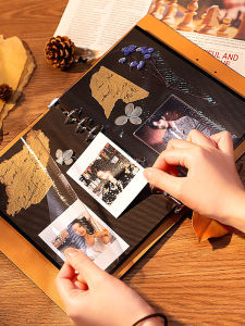 Album Lưu Niệm Amari Retro DIY Album Thủ Công Phong Cách Retro Kỷ Niệm Album Lưu Trữ Hình Ảnh Tự Dính Bao Bì 6 Inch