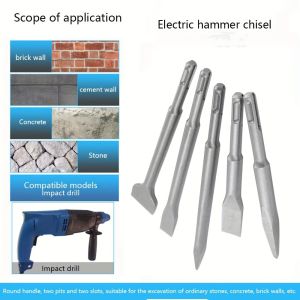 Electric Hammer Round Handle Pointed Flat Chisel Impact Drill Bit Concrete Wall Chiseling Round Handle Two Pits Two Grooves