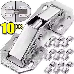 10Sets 3-inch Cabinet Hinges with Screws / 90 Degree Cabinet Door Hinges / No Drilling Hydraulic Buffer Hinges / Furniture Cabinet Hardware Set