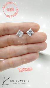 KC Jewelry S925 - Diamond Square Stud Earrings - High Quality 925 Silver - 5mm - Rust-Free - Free Gift Box
