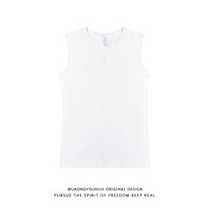 WUKONGYOUHUO | Mens Simple Pure Color Sport Vest Heavyweight Cotton 220g
