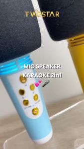 TWOSTAR Mic Bluetooth Wireless Karaoke LED Untuk HP