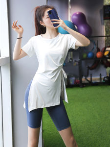 ผู้หญิง ยาวเสื้อผ้าออกกําลังกายวิ่งแขนสั้นโยคะท็อปส์กีฬาครึ่งแขนเสื้อยืดแห้งเร็วเสื้อวิ่งปกปิด