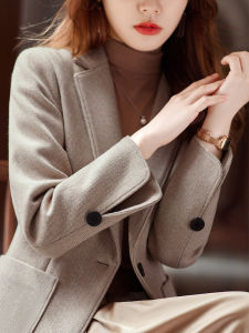 Áo Khoác Vest Nữ Thời Trang Thu Đông 2022 Áo Khoác Polyester Dài Tay Cổ Vest Ngắn Họa Tiết Kẻ Caro Có Túi