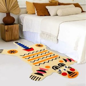 VIKAMA Special-shaped Tribe Bear-shaped Floor Mat - Soft and Non-slip Bathroom Mat - Bedside Rug for Bedroom - Home Decoration