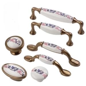 Tay Nắm Gốm Sứ Tối Giản Hiện Đại Phong Cách Mỹ Cổ Điển Hợp Kim Kẽm Cho Cửa Tủ Ngăn Kéo Tủ Quần Áo Thiết Kế Cổ Điển Châu Âu