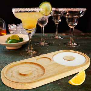 Bamboo Salt Rimmer Box Mixing Salt Sugar Rim Tray Juice Cocktail Seasoning Rimmers for Margarita Bartender Tool Bar Accessories