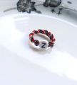 Cincin manik bulat custom inisial huruf A-Z tali sangadatu / tridatu/khas bali/cincin manik manik inisial. 