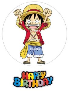 Comic One Piece Birthday Cake Glutinous Rice Paper Luffy 5-Speed Suolong Wanted Warrant Wafer Paper Baking Decoration Print