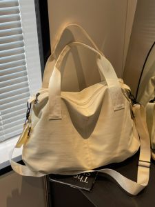 กระเป๋าถือผ้าอ็อกซ์ฟอร์ดขนาดใหญ่สำหรับเดินทางแบบลำลอง กระเป๋าสะพายไหล่ข้างเดียว กระเป๋าสะพายข้างสำหรับเดินทาง กระเป๋าถือผ้าใบ