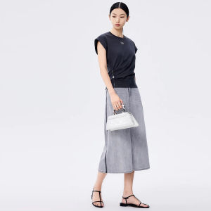 Váy Mini Chữ a Cạp Cao Màu Tương Phản Phong Cách Mỹ Váy Midi Cotton Polyester Cho Nữ Mùa Hè 2025