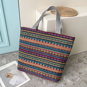 2024 New Canvas Shoulder Bag Large Capacity Outdoor Womens Handbag Stylish Personality Korean Style Printed Casual Bag