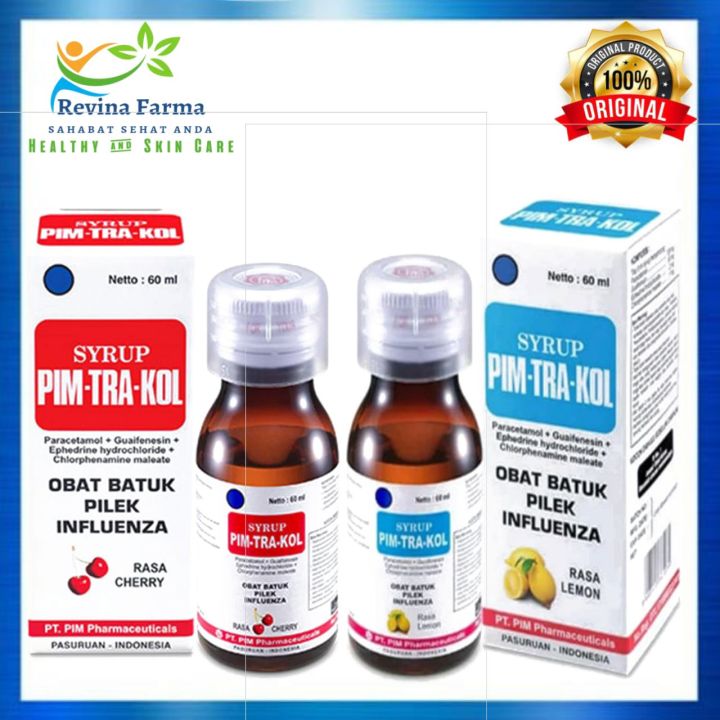 Pimtrakol PIM-TRA-KOL Syrup 60ml Obat Batuk Pilek anak rasa lemon dan Cherry 100% produk original