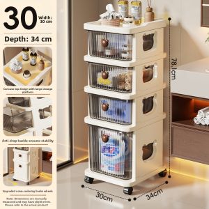 evesigar | Bathroom Mobile Narrow Gap Drawer Storage Cabinet
