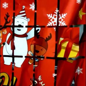 Tirai Foil Kotak Natal Merry Christmas Hijau Dan Merah / Dekorasi Natal