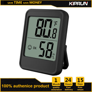 เครื่องวัดความชื้นในเครื่องวัดอุณหภูมิแบบดิจิตอลของ KIPRUN ตัววัดอุณหภูมิความชื้นดิจิตอลในร่มพร้อมขาตั้งจอ LCD ขนาดใหญ่