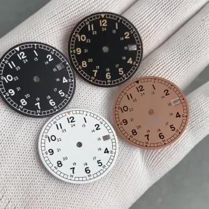 Vintage 29mm Black White Fit NH35A Field Watch Dial Face Hand Set Date Window For 3/3.8 Crown Dive Men Watch Accessories New