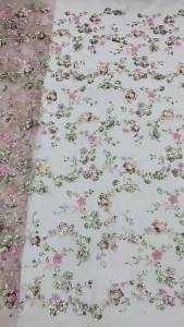 Vải Ren Đính Hạt Thủ Công Cao Cấp Châu Phi Với Thêu Sequin Pháp Chất Lượng Cao Trên Vải Lưới Dùng May Váy Dự Tiệc Cưới