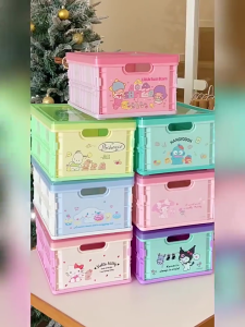 กล่องเก็บของพับได้ sanrio กล่องใส่ของจุกจิก พลาสติก ซานริโอ้ น่ารัก ของใช้ ลายการ์ตูน
