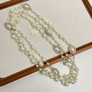 Versatile Long Pearl Necklace for Women Multi-Layered Stylish Luxury Sweater Chain Fashionable Accessory Jewelry Pendant