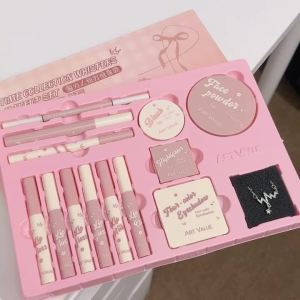 14 Pieces Makeup Gift Box Butterfly Bow Heart Lipstick Powder Blush Eyeshadow Makeup Gift Box Set And Necklace Christmas Gifts