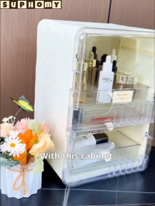 💖SG local stock💖Makeup Organizer with Divider Clear Drawer Storage Cabinet Large capacity Products Cosmetic Storage 储物柜