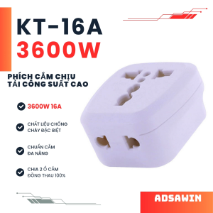 [CHỊU TẢI 3600W] Đầu Chuyển 3 Chấu Sang 2 Chấu 16A - Ổ Cắm Chia 2 Chuyên Dụng Bếp Từ Bếp Nướng Lò Vi Sóng