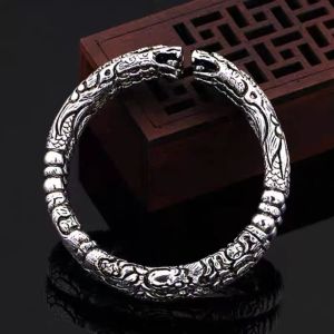 RL-Full of good luck s925 silver. Double dragon bracelet can be adjusted according to the size of the wrist. Stylish and personalized dragon pattern bracelet for men and women.