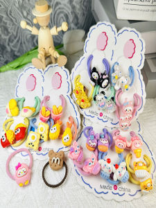 High Elasticity Cartoon Hair Ties for Children Girls Sanrio Characters Kuromi Cinnamon Dog Meow Meow Non-Damaging Hair Bands