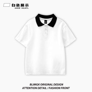 New 2025 Pure Cotton Short Sleeve T-Shirt Anime Print Polo Shirt for Girls Child Medium Large Size Japanese Style Top