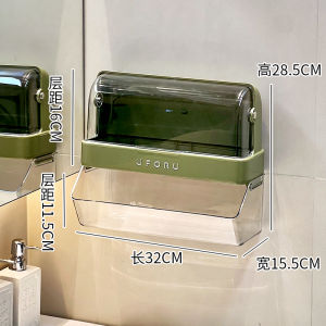 Toilet Tank Wall Mounted Storage Box Dustproof Sanitary Napkin Holder Bathroom Organizer Cartoon Style Plastic Cover