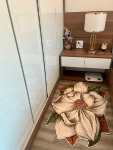 Thảm chân lông cừu MẪU HOA SEN CÁCH TÂN Thảm chùi chân Thảm lau chân 5d chống trơn trượt cao cấp siêu thấm kích cỡ 80x120cm dành cho nhà tắm phòng ngủ cửa ra vào phòng khách