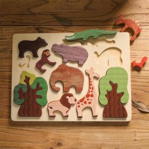 Wooden Forest Animals Puzzle Montessori Educational Peg Board for Kids 2-4 Years Old Wood Learning Travel Toys for Children Gift Educational Game for Boys and Girls