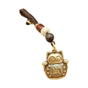 Vintage Pure Handmade Lucky Cat Car Keychain Lucky Cat Five Emperors Money Keychain Feng Shui Coins Lucky Key Ring