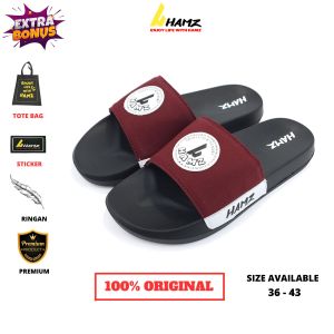 Hamz Cricle Canvas maroon Sandal Slide Casual Pria dan Wanita