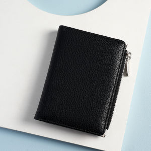 Fashionable Compact Two-Fold Lychee Pattern Coin Purse Womens Short Wallet Stylish Student Money Bag Trendy Korean Style