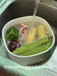 ห้องครัวตะกร้าระบายน้ำสองชั้นในครัวเรือนตะกร้าล้างผักพลาสติกหนาอเนกประสงค์อ่างล้างหน้าตะกร้าระบายน้ำผลไม้ตะกร้ากรอง