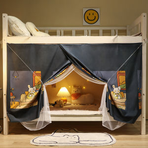 Student Dormitory Bed Canopy Curtains Dual-purpose Mosquito Net Lightproof